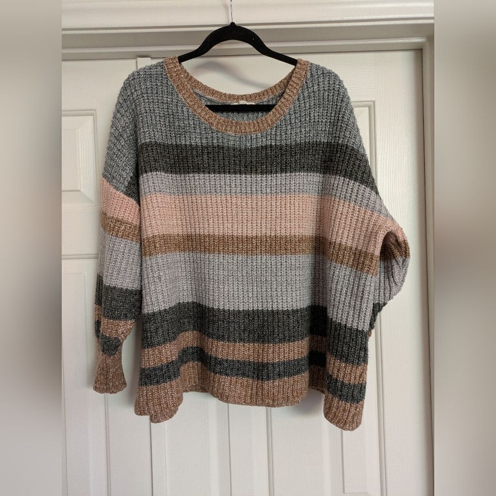 C&C California Multicolor Striped Sweater Plus Size 3X